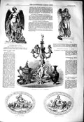 Old Antique Print 1851 Guardian Angel Statue Candelabrum Cannabic Albano 19th