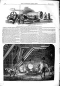 Original Old Antique Print 1851 Casting Britannia Press Warrington Quay Foundry