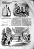Original Old Antique Print 1851 Queen Great Northern Railway King'S-Cross 19th