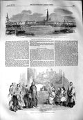 Original Old Antique Print 1851 Yacht Club Belge Regatta Antwerp Osborn 19th
