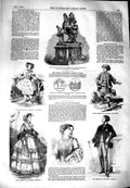 Original Old Antique Print 1851 Warwick Race Plate Paris Fashion Dress Medalet