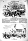 Original Old Antique Print 1851 Queen Perth Railway Station Stonehaven Victorian