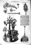 Original Old Antique Print 1851 Russian Candelabra Worrall Jewels Britannia
