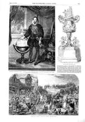 Original Old Antique Print 1851 Portrait Francis Drake Maypole Doncaster Prize