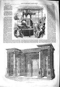 Original Old Antique Print 1851 Slate Bath Magnus State Howdah East India 19th