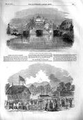 Old Antique Print 1851 Temple Janus Ferry Hyde Park Hardwick Hall Garden 19th