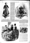 Original Old Antique Print 1851 Paris Fashions Amelia Bloomer Celeste Victorian