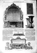 Original Old Antique Print 1851 Sideboard Furniture Chairs Snell Marble Vase
