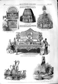 Old Antique Print 1851 Hair Work Forrer Parasols Silver India-Rubber Bath 19th