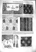 Original Old Antique Print 1851 Irish Poplin Damask Pattern Pianoforte Pattern