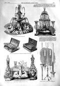 Original Old Antique Print 1851 Paxton Furniture Fountain China Candles Goode