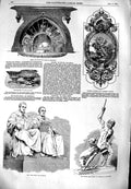 Old Antique Print 1851 Stove Tapestry Pattern Eldon Group Hunter Tigress 19th