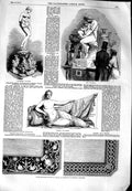 Original Old Antique Print 1851 Table-Top Design Axminster Windsor Castle Eve