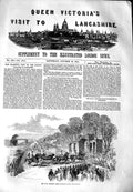 Original Old Antique Print 1851 Royal Procession Entrance Peel Park Salford