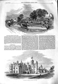 Original Old Antique Print 1851 State Barge Bridgewater Canal Worsley El 19th