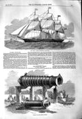 Original Old Antique Print 1851 Racer Clipper Packet Ship New York Gun Bengal