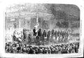 Original Old Antique Print 1851 Scene Close Great Exhibition Men Meeting 19th