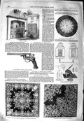 Old Antique Print 1851 Heraldic Table Cover Design Stove Revolver Pistol 19th