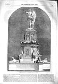Original Old Antique Print 1851 Monument Commemoration Great Exhibition 19th