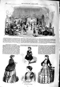 Old Antique Print 1851 Corso Halle Berlin Skating Waitress Paris Fashion 19th
