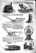 Original Old Antique Print 1851 Farming Plough Steam-Engine Crosskill Coalbrook