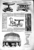 Old Antique Print 1851 Sideboard Banting Bog Yew Furniture Jones Dublin 19th