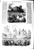 Old Antique Print 1851 Castle Falaise Birthplace William Conqueror Statue 19th