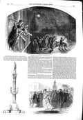 Old Antique Print 1851 Fireworks Fawkes Fountain Barcelona Richard Manks 19th