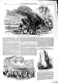 Original Old Antique Print 1851 Burning Body Dewan Moolraj Ganges San Francisco