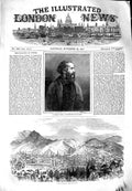 Original Old Antique Print 1851 View Kutaya Town Mountains Portrait Victorian