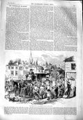 Original Old Antique Print 1851 Wedding Party Byers Horses Carriage John Leech