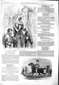 Original Old Antique Print 1851 Street Carol Singers Christmas Boy Horse Food