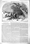 Original Old Antique Print 1851 Christmas Scene Gathering Mistletoe C Victorian