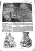 Original Old Antique Print 1851 Marine Palace Architcture Dessert Service Queen