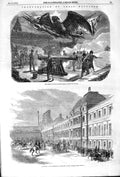 Original Old Antique Print 1852 Inauguration Louis Napoleon Tuileries France