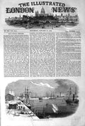Original Old Antique Print 1852 New Docks Southampton Ships War 19th