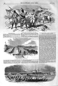 Old Antique Print 1852 Kaffir War Burgher Fingoes Cape Colony Alban Ship 19th
