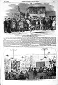 Original Old Antique Print 1852 Running Match Copenhagen London School Drawing