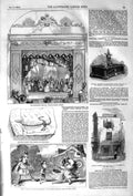 Original Old Antique Print 1852 Marionette Theatre Strand Fossil Reptile 19th