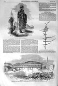Old Antique Print 1852 Kaffir Queen Chili Plaza Municipalidad Valparaiso 19th