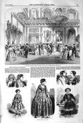 Old Antique Print 1852 State Ball Tuileries Salle Marechaux Paris Fashion 19th
