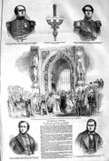 Original Old Antique Print 1852 Parliament Robing-Room Earl Albemarle Leigh 19th