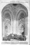 Original Old Antique Print 1852 Queen England Victoria Tower Parliament Commons