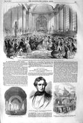 Original Old Antique Print 1852 Barnes Church Morphett Hobart Queen Spain 19th
