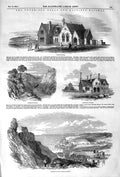 Original Old Antique Print 1852 Tunbridge Wells Hastings Railway Battle W 19th