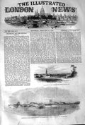 Original Old Antique Print 1852 Destruction Lagos Ship Pinnace Paddle-Box Boat