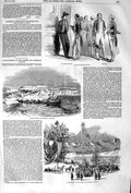 Original Old Antique Print 1852 Quebec Richmond Railway Canoes Lawrence S 19th