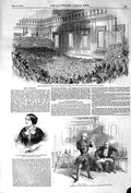 Old Antique Print 1852 Theatre Crichton London Temperance League Exeter 19th