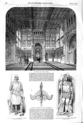 Original Old Antique Print 1852 Lobby House Commons Parliament Geoffrey George