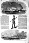 Original Old Antique Print 1852 Lagos Africa British Ships Countess El Victorian
